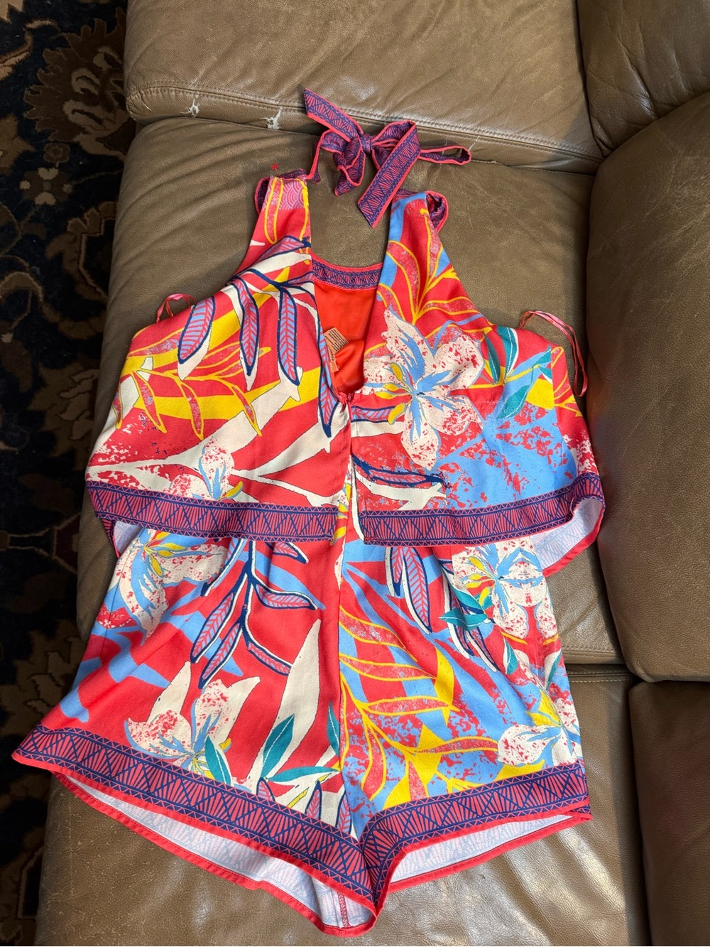 Flying Tomato Floral Halter Romper in Red, Blue, Yellow